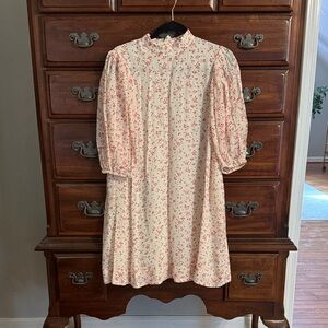 Ganni Cream and Red Floral Mini Dress